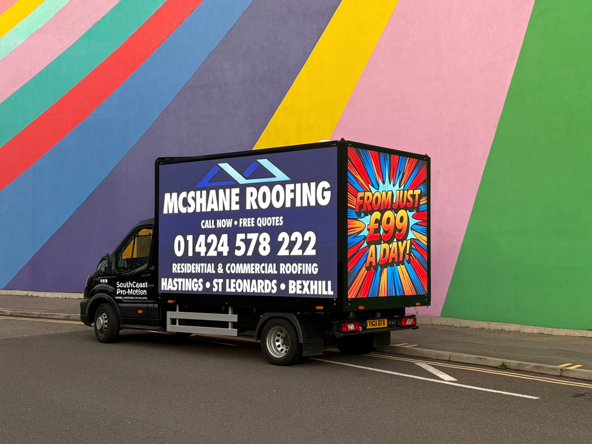 Mobile digital billboard delivering a live Brighton weekend campaign
